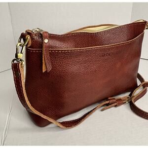 Portland Leather poppy purse Brown, Pebbled Leather Cross body Bag Purse